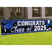 Large Class of 2025 Banner Purple Congrats Grad Banner Backdrop Graduation 2025 Yard Sign for Graduation Party Supplies Graduation Decorations 2025 (Purple)
